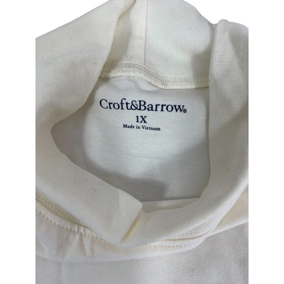 Croft & Barrow Women's Ivory Classic Mock Neck Top - Picture 3 of 6